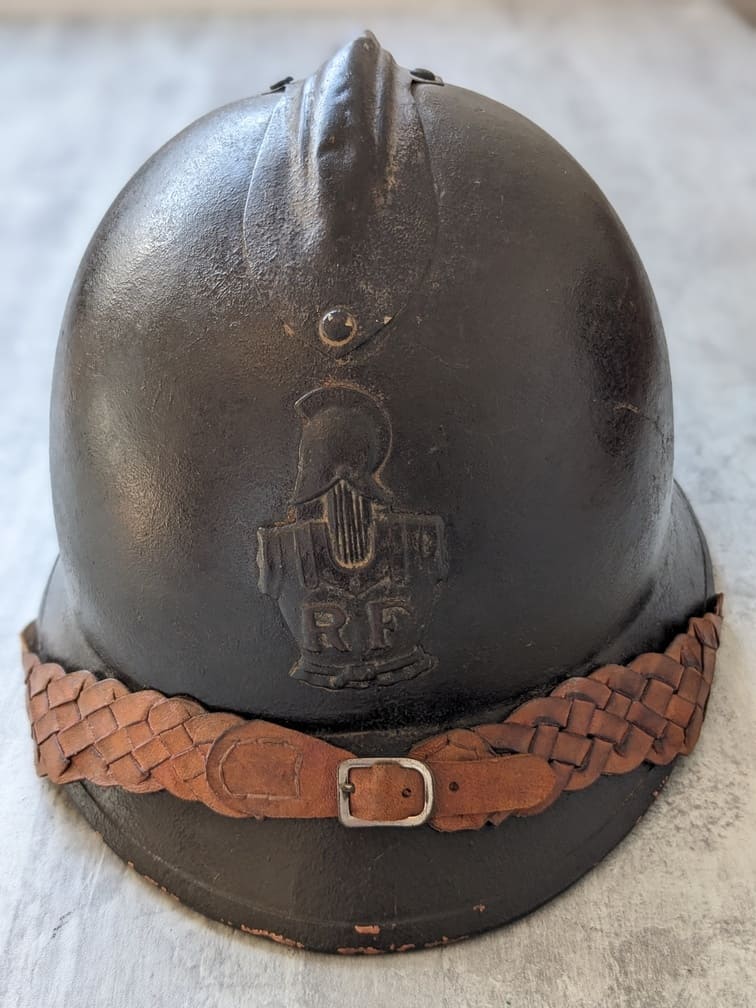 french engineer officer’s adrian helmet, commercial manufacture, general view