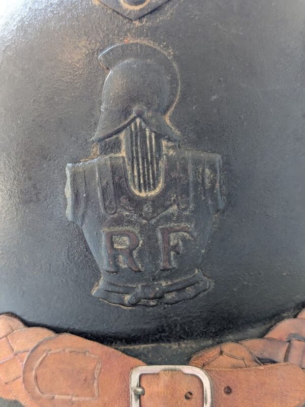 french engineer officer’s adrian helmet, commercial manufacture, model 1915 insignia