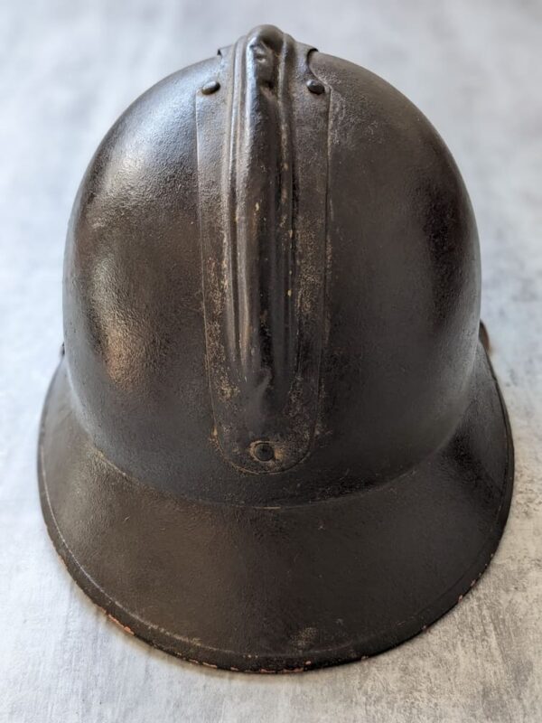 french engineer officer’s adrian helmet, commercial manufacture, rear view