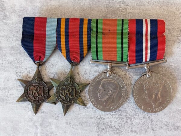 ww2 british medals and miniatures set, full size medals front view