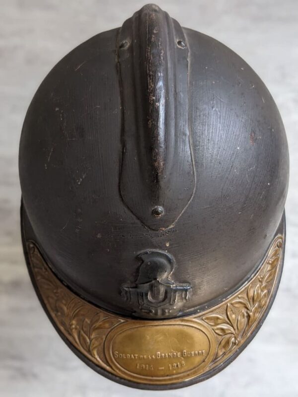 Casque Adrian Modèle 1915 du Génie avec sa Plaque de Soldat de la Grande Guerre – Image 5