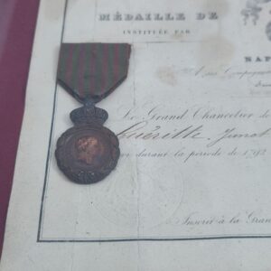 French Saint Helena Medal (with its miniature) and Diploma of a Captain of the Grande Armée