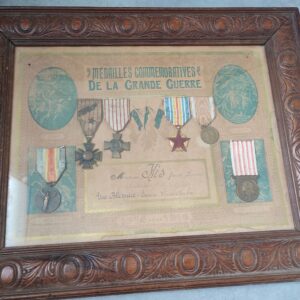 Commemorative Frame of a WWI French Soldier with His Medals
