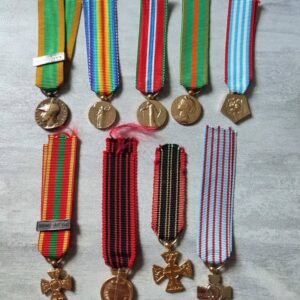Lot of Nine French Miniature Medals ww1/ww2