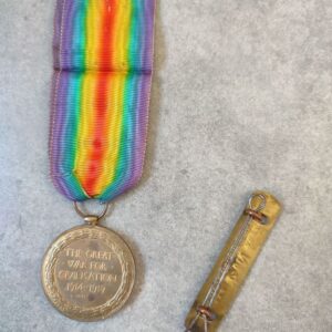 British Inter-Allied Victory Medal awarded to a Lancashire Fusiliers Soldier with Wound Stripe badge