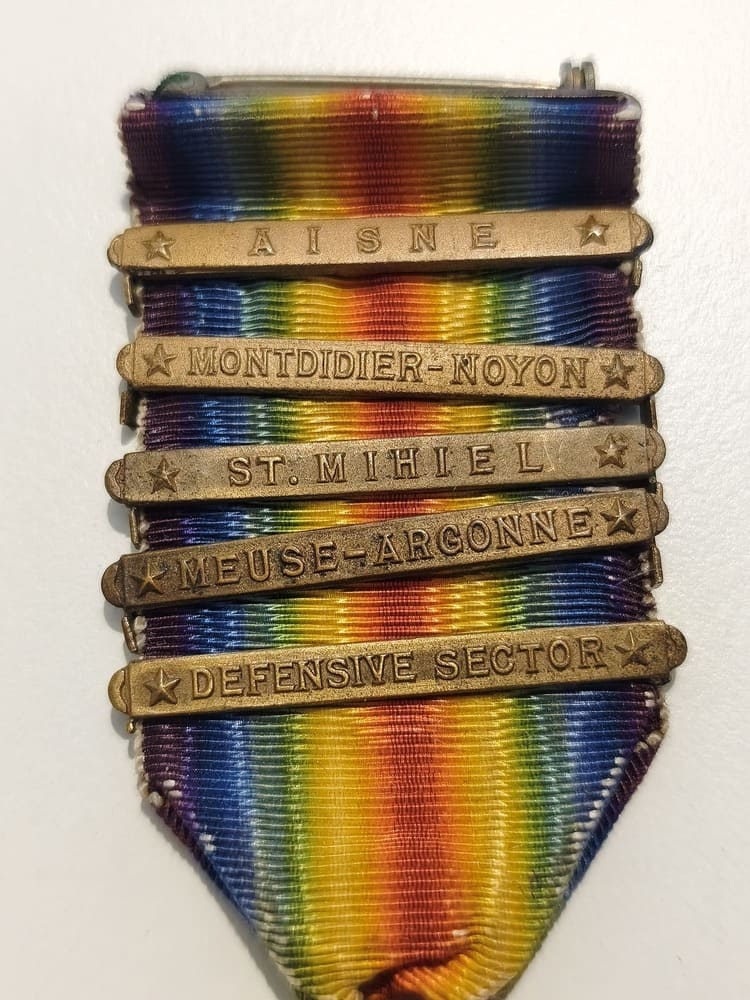 US WWI Victory Medal, 5 Campaign Clasps - Image 3