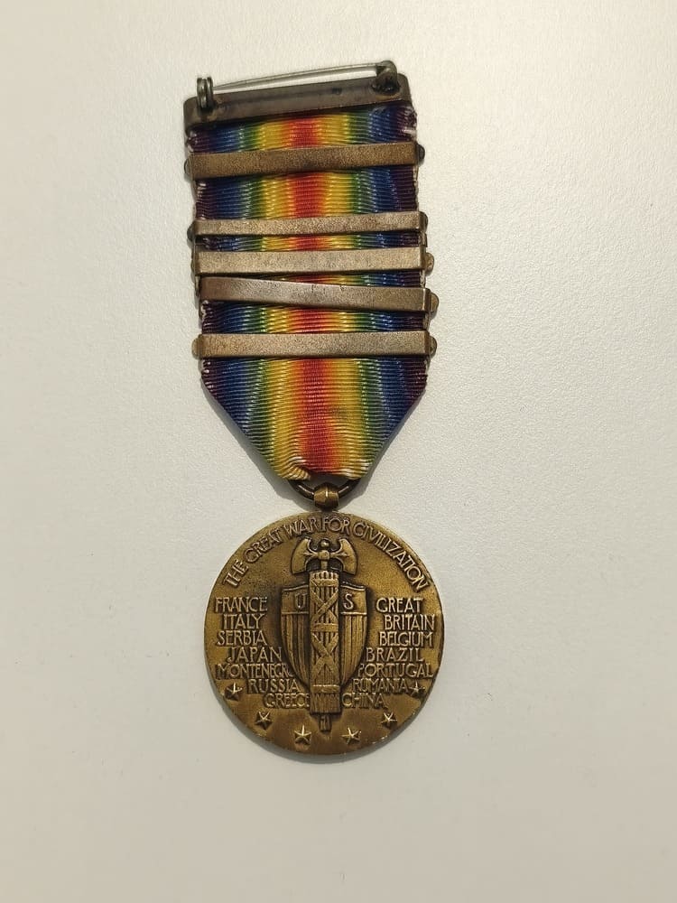 US WWI Victory Medal, 5 Campaign Clasps - Image 4