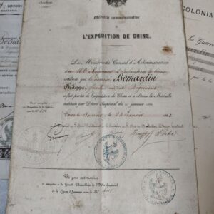 Set of Three Military Documents Relating to a French Soldier of the Second Empire, Campaigns in Africa, Italy and China