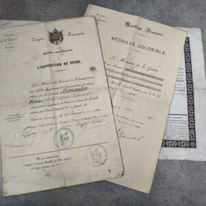 Set of Three Military Documents Relating to a French Soldier of the Second Empire, Campaigns in Africa, Italy and China
